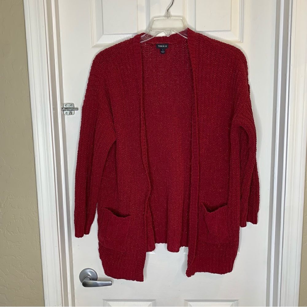 Torrid Wine colored sweater with metallic detail Size 1